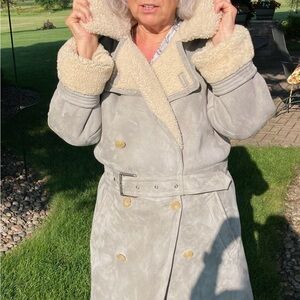 Ralph Lauren Purple Label women Wool Sherling Fur long coat